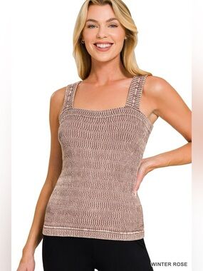 Zenana Seamless Winkle Stone Washed Tank Top🆕
